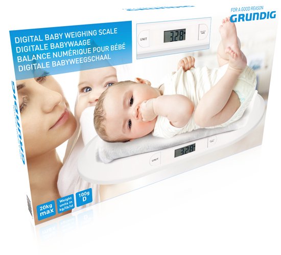 Grundig Babyweegschaal - Digitaal - 10 Gram Nauwkeurig - Max 20 Kilo - Tare-Functie - Wit
