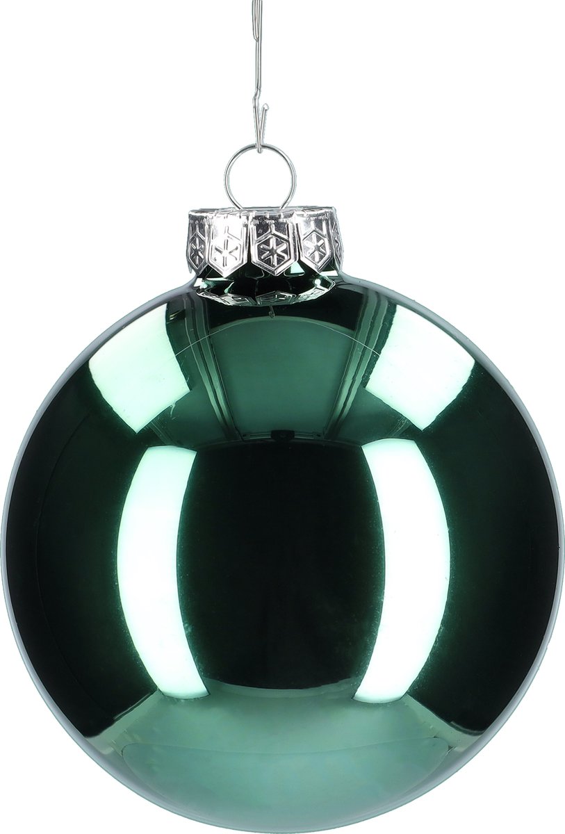 Glazen kerstballen - Set van 4 stuks/100mm - Luxe kerst decoratie - Sfeervolle kerstversiering voor in de kerstboom - Glas - Greenlake - Donkergroen – foto 7