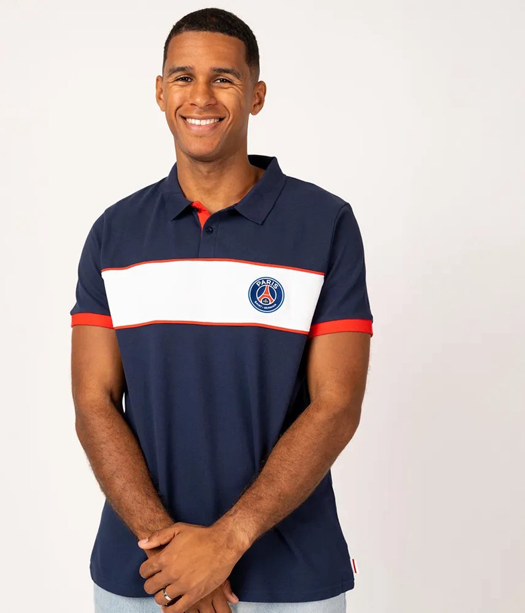 PSG Polo Stripe Heren - Maat S - Polo Heren - Paris Saint-Germain