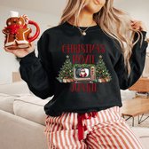 Foute kersttrui voor heren en dames Christmas movie junkie-Zwart-Maat M
