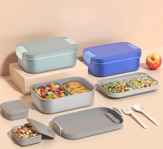 Stapelbare Bento Box Lunchbox voor volwassenen - 3-laags alles-in-één