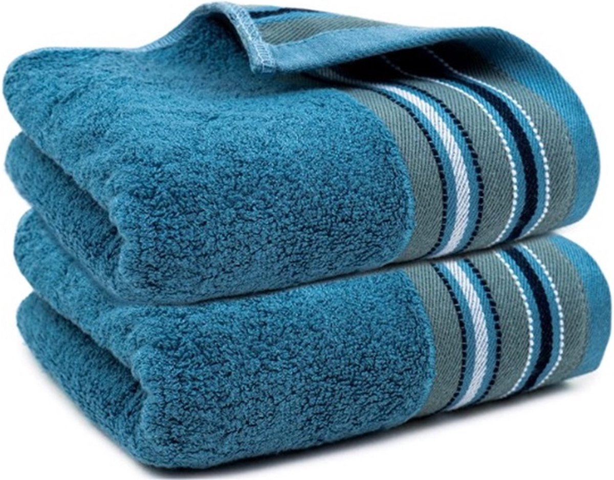 Bamboo Designer Hand Towel 40 X 60 CM- Emerald Blue- Set of 2