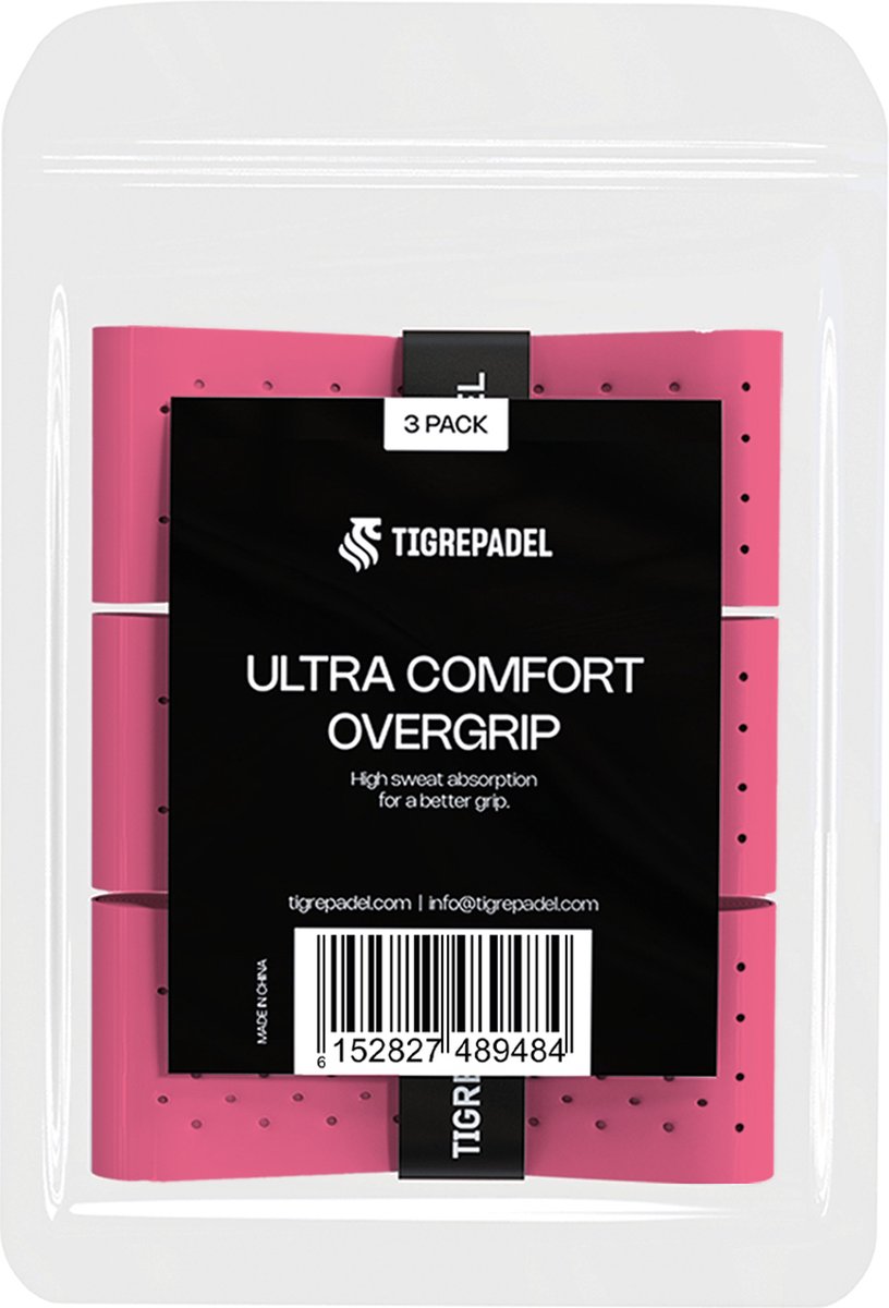 TigrePadel - Overgrip - Grip - Griptape - Ultra Comfort - Padel - Overgrip tennis - Overgrip padel - Roze - 3 stuks