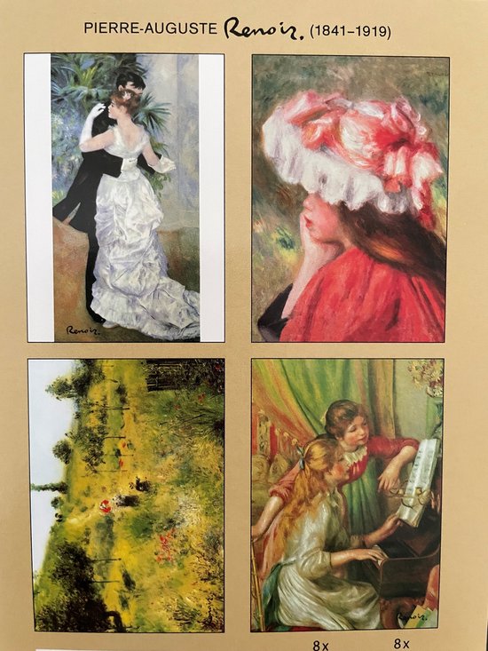 Dansend stel in avondkleding, kunstwerk van Renoir.