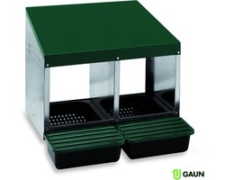 Gaun Pluimvee legnest (2 st) - Met plastic vloer - Legnest - Legbak kippen - Met opvangbak met deksel - Plastic - Groen