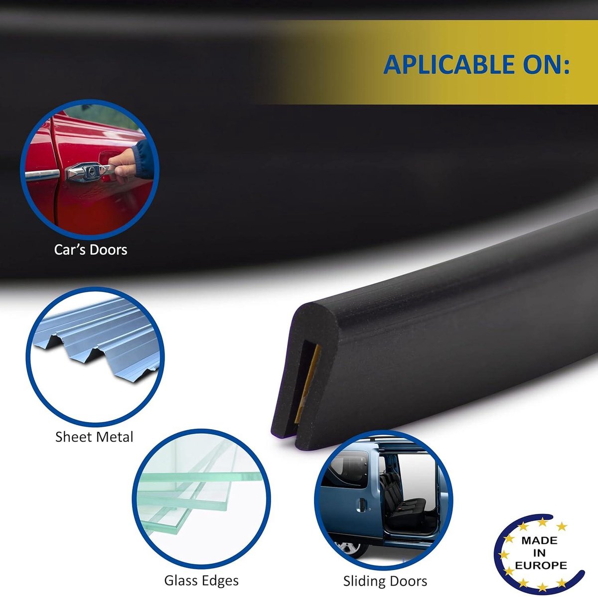 Flexibele Rubberen Randbeschermstrip voor Plaatmetaal 3-4mm - U-profiel Flexibele Rubberen Randbeschermstrip voor Plaatmetaal 3-4mm - U-profiel