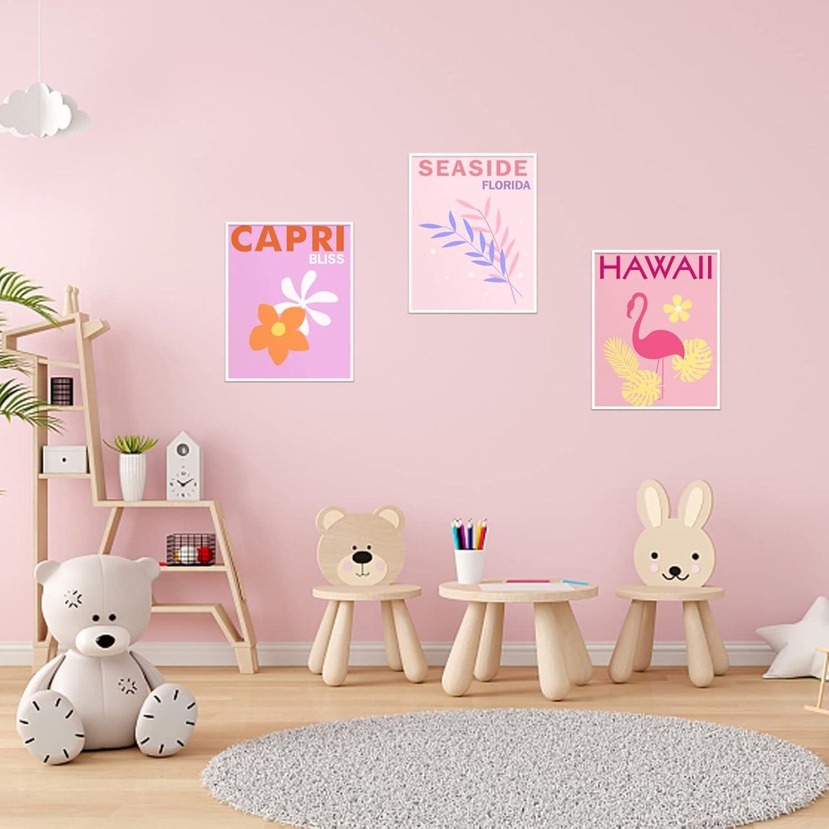 Linilioart Preppy Bow muurkunst canvas set van 3 beige strik trendy retro poster prints esthetische foto's voor slaapzaal slaapkamer woonkamer, niet