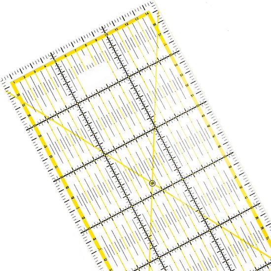 SEMPLIX Patchwork-Lineal, transparentes Quilt-Lineal mit cm-Skala und Winkelfunktionen, ideal für Patchwork und Basteln, 15 x 15 cm (Rosa