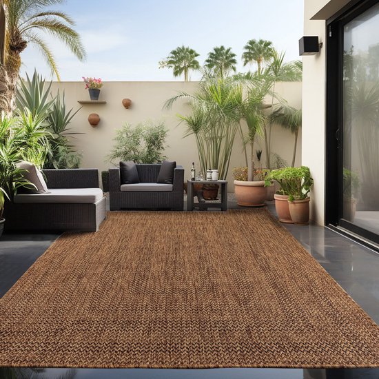 Vloerkleed binnen en buiten, Antislip - Uni Houtskool Grijs - 120cm x 160cm - Balkon Terras Keuken, Geometrisch - UV- en Weersbestendig, Modern Tuintapijt