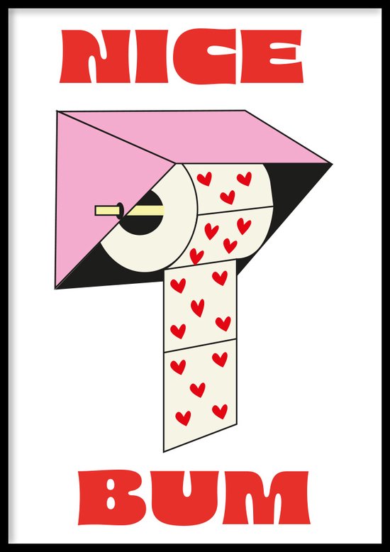 Poster Bum - 30x40 cm - Poster WC - WALLLL - Hors cadre - Poster rétro - Poster Toilettes