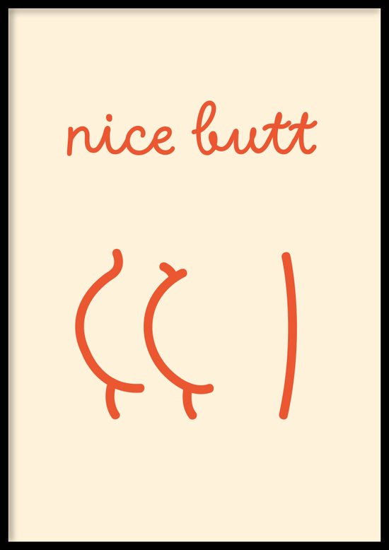 Affiche Butt - 30x40 cm - Poster toilette - WALLLL - Hors cadre - Poster Toilettes - Poster rigolo - Line art