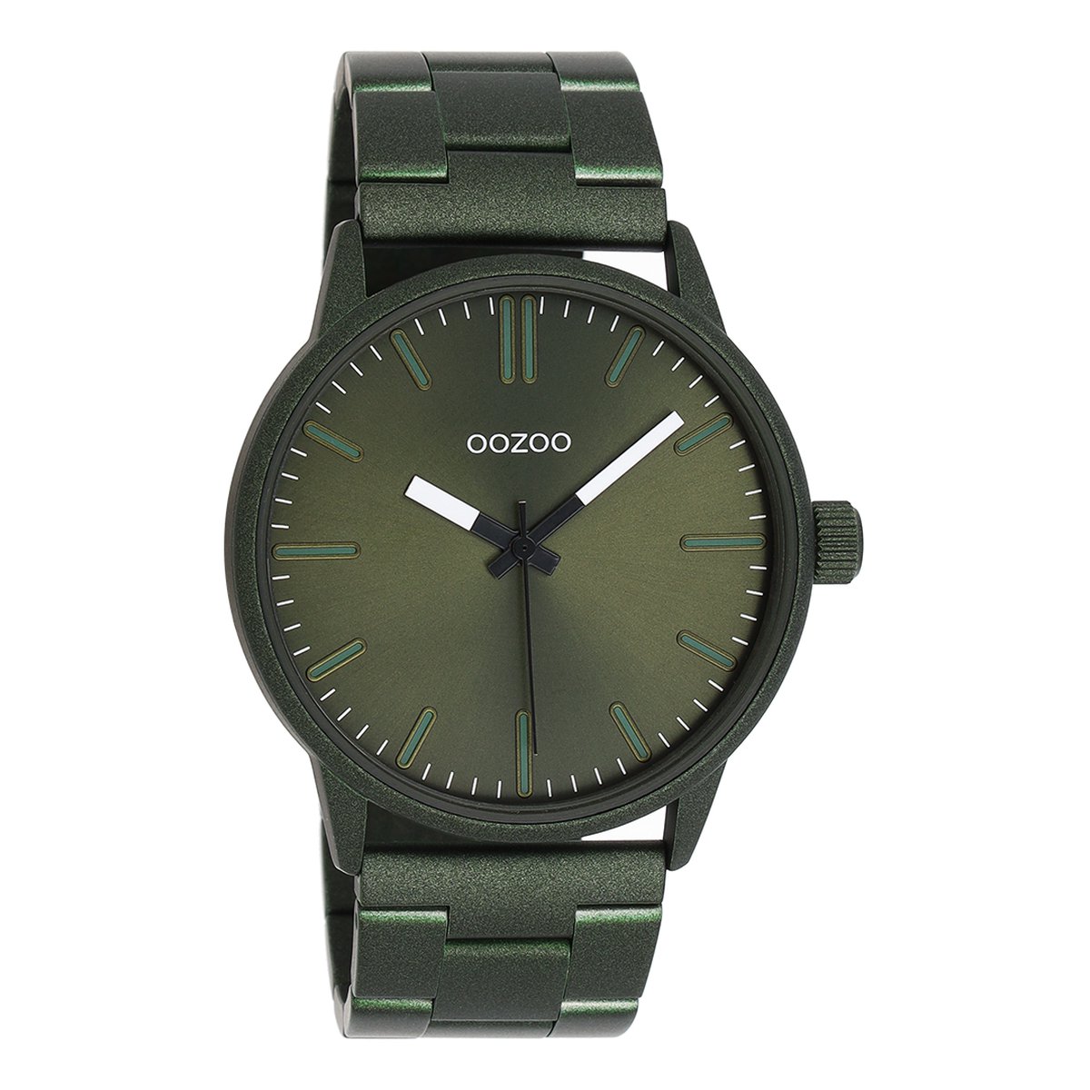 OOZOO Timepieces - Donker groene horloge met donker groene roestvrijstalen armband - C11402