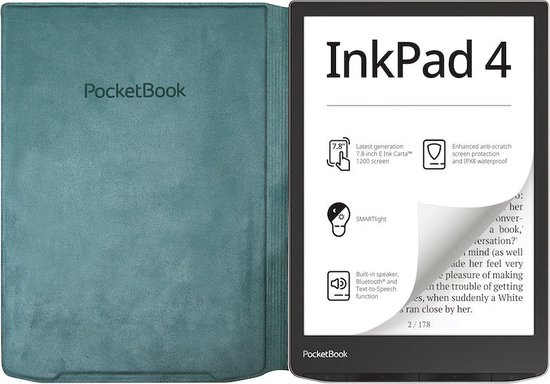PocketBook E-reader beschermhoes - InkPad 4 - Flip Cover - Groen van PocketBook — afbeelding 3