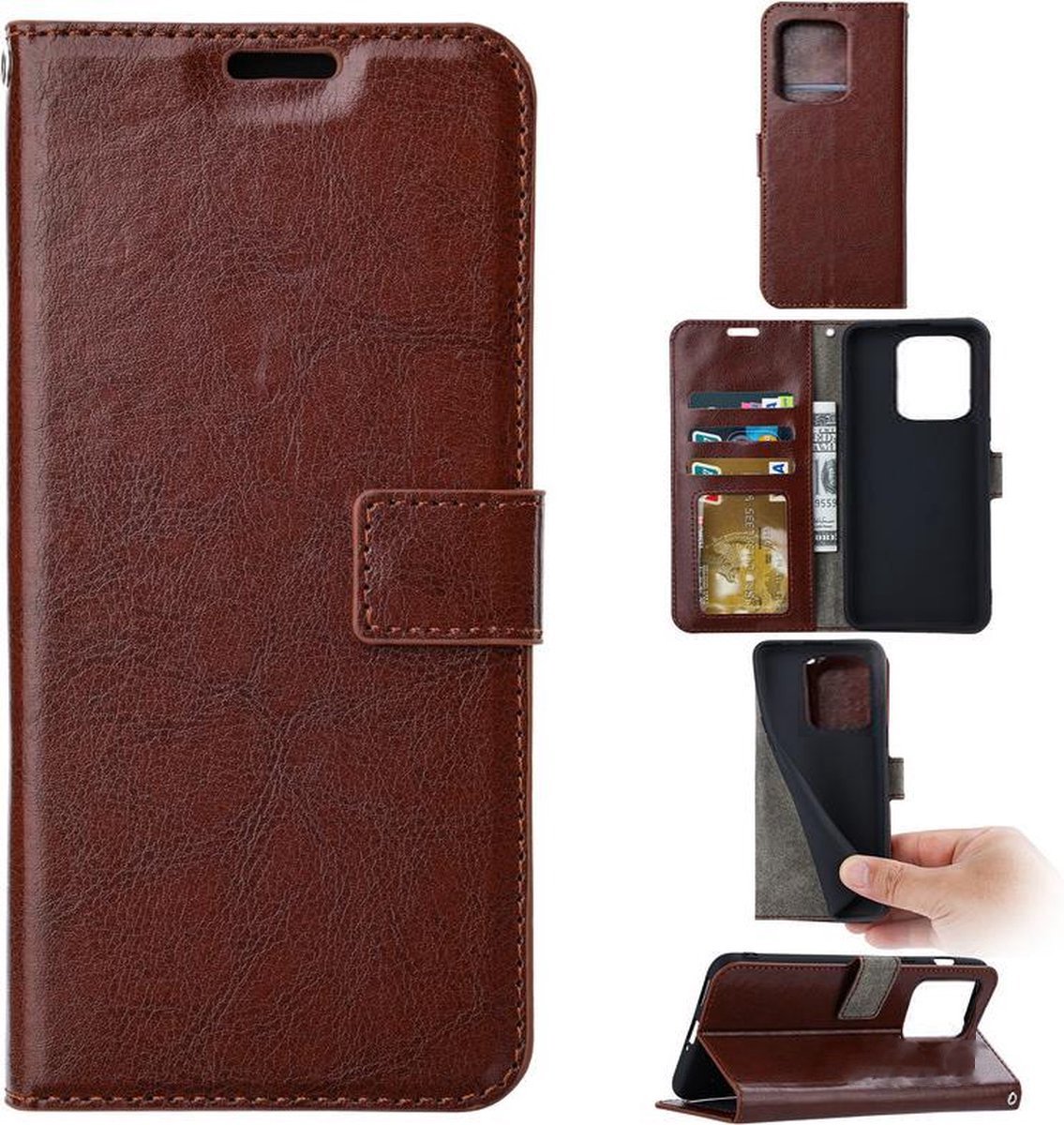 Bookcase Geschikt voor: Apple iPhone 16 Pro - Bruin - portemonnee hoesje - ZT Accessoires