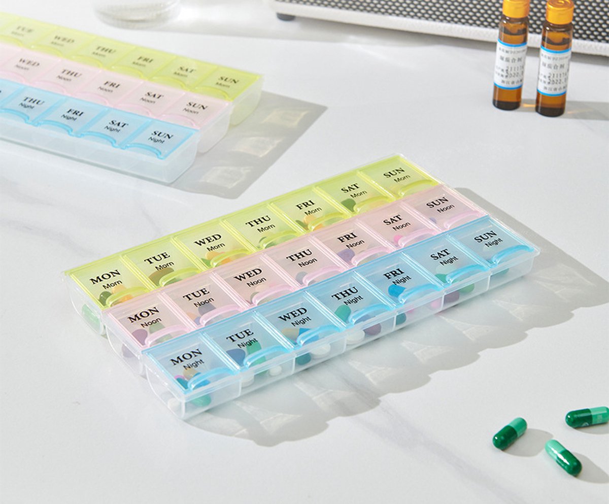 Goedkoopste Pillendoos - 21 Dagen - Maand Pillenhouders - Dagelijkse Medicatie - Kleurvol