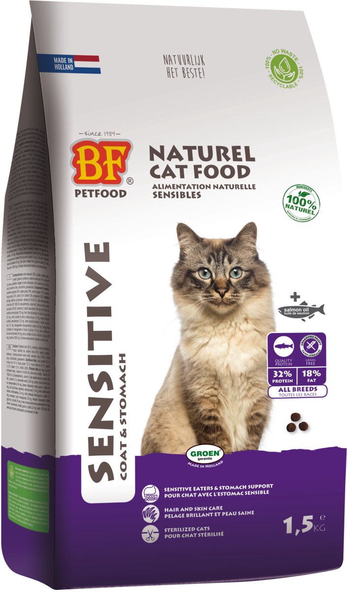 BF Petfood Sensitive Coat & Stomach kattenvoer 2 x 1,5 kg