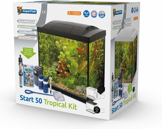 Foto: Superfish aquarium start 50 tropical kit retro led 39 l aquaria zwart