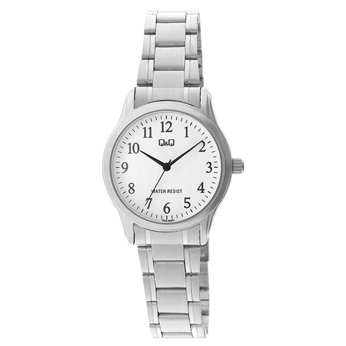 QQ C03A-004PY - Horloge - Analoog - Vrouwen - Dames - Stalen band - Rond - Metaal - Cijfers - Zilverkleurig - Wit