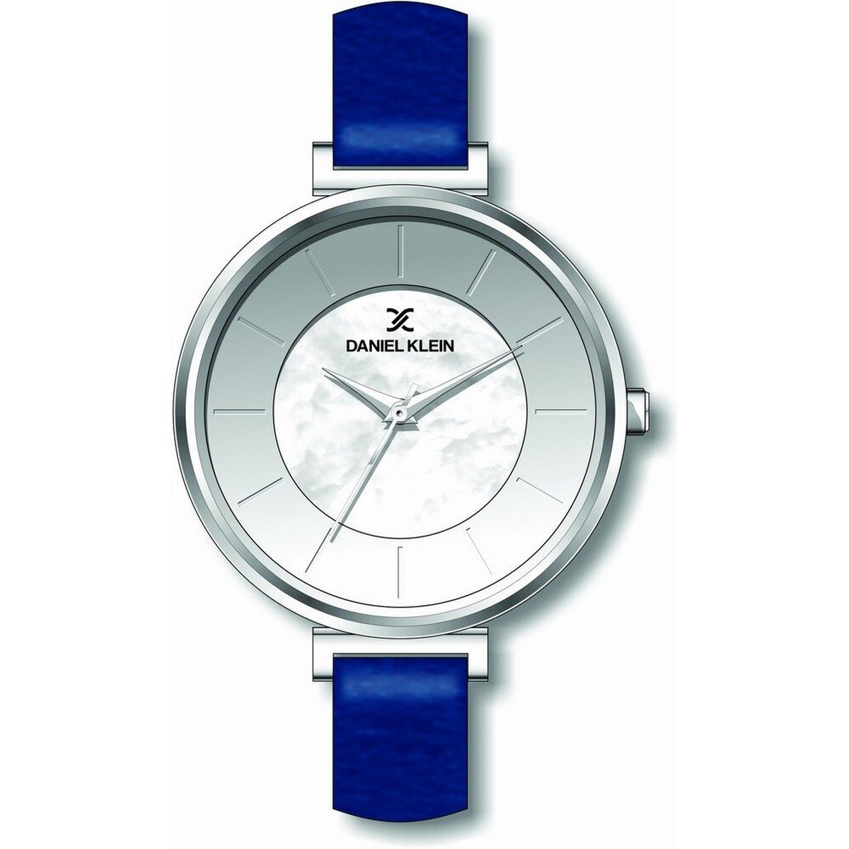 Daniel Klein DK11729-4 - Horloge - Analoog - Dames - Vrouwen - leren band - rond - Blauw - Zilverkleurig