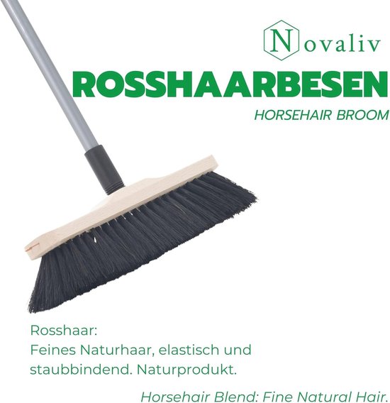 Paardenhaarbezem met telescopische steel - 2 stuks - Zachte en fijne veegbezem voor binnen van Glamline — afbeelding 2
