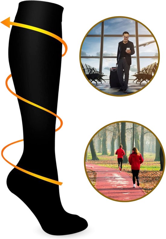 KANGKA® Compressiekousen Maat 39-42 (L/XL) - Steunkousen - Compressie sokken voor Hardlopen, Wandelen, Vliegtuig