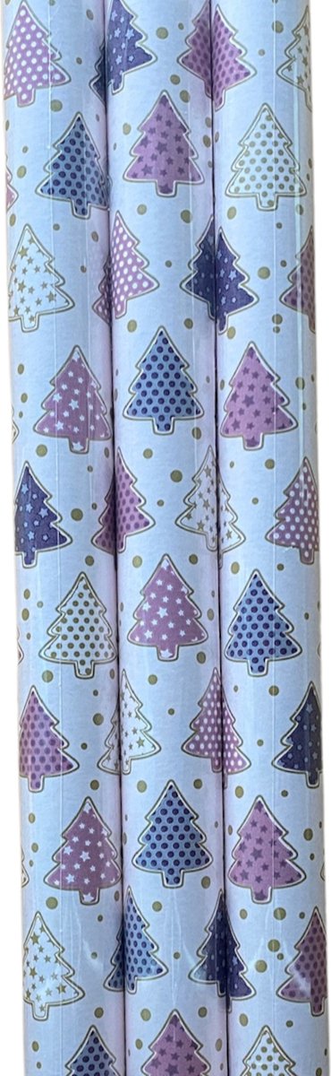 FESTIVE GIFTS Inpakpapier - Cadeaupapier - 200 x 70cm - 3 rollen - Kerst - Luxe Cadeauverpakking - (ontwerp/kleur)