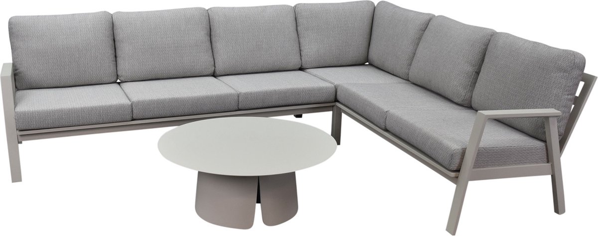 AVH-Collectie Barolo hoek loungeset 4 delig aluminium latte zand Taupe, Off white, Zand / Latte / Linen