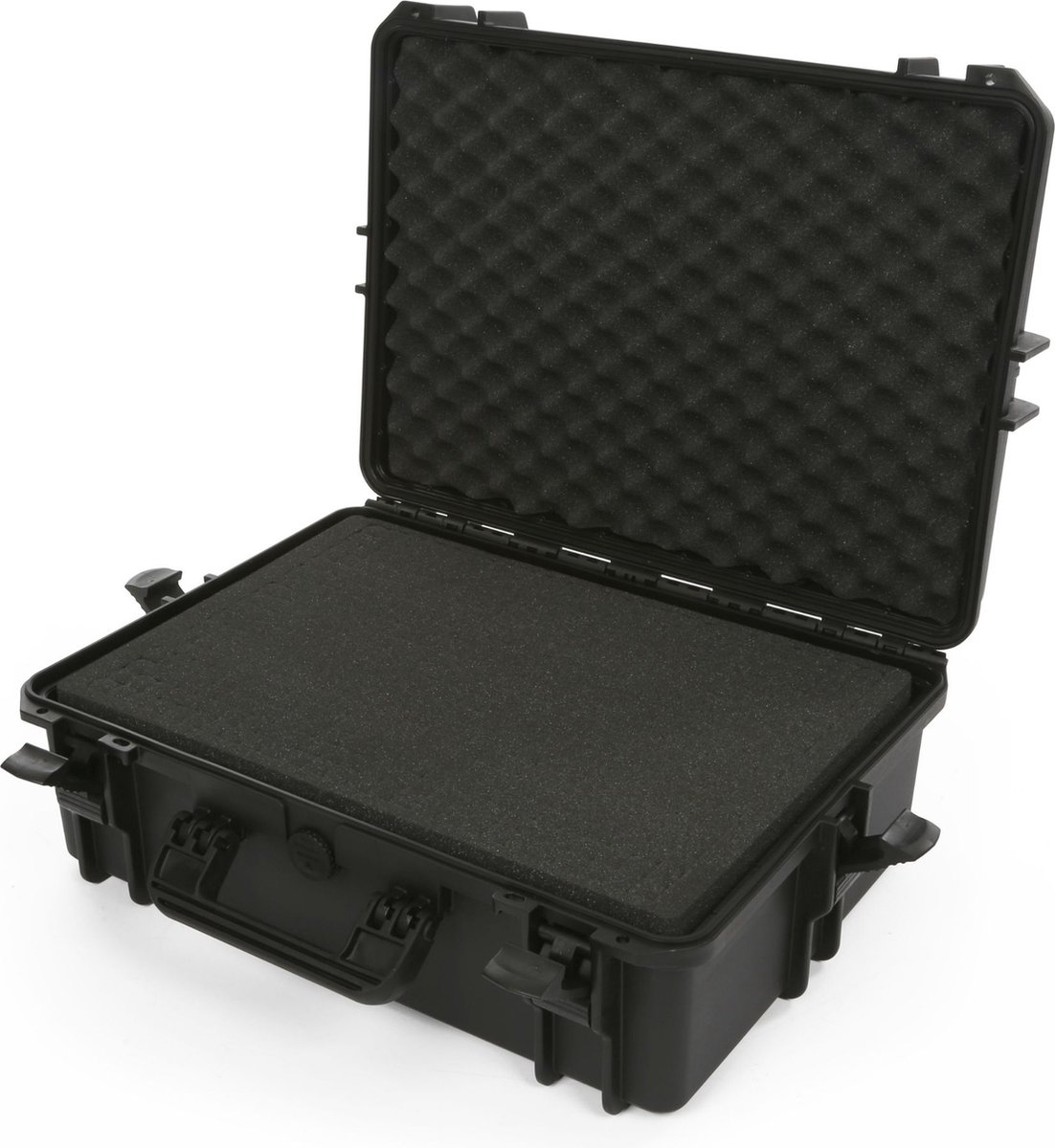 Perel Multifunctionele harde koffer met noppenschuim, waterdicht (IP67), plukschuim, 2 sloten, zwart, 555 x 428 x 211 mm