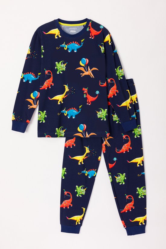 IQYU Jongens Meisjes Midden en Grote Kinderen Kerstmis Fleece Warm Verdikte Dinosaurus Print Sweater Broek Tweedelig Sportpak met Blauw, blauw, 8-9 Jaar