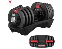 Athleticx Verstelbare Dumbbell – Halterset - 1.5 tot 18 KG – Ergonomisch Handvat – Fitness Gewichten – Halters & Gewichten – Dumbbells – Adjustable Dumbell – Dumbells set – Dumbells Verstelbaar – 12 Dumbells in één
