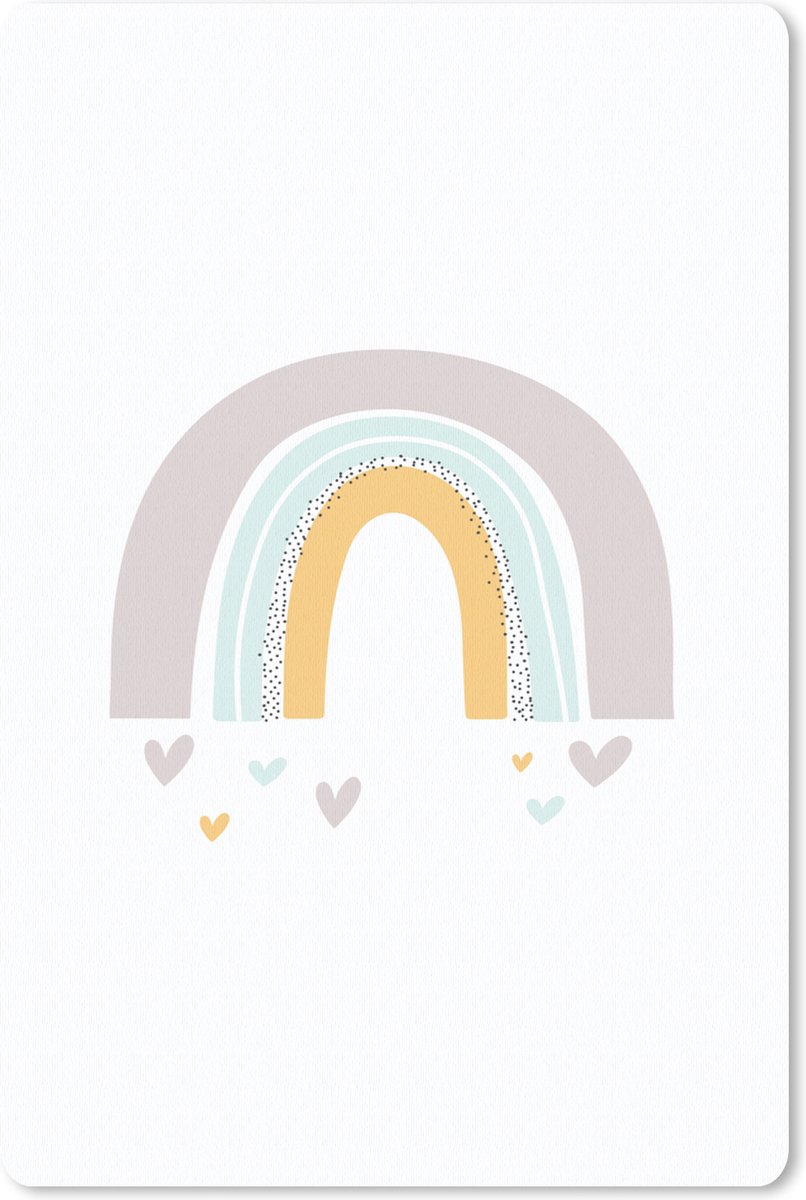 Muismat 18x27 cm - Mousepad Regenboog - Hartjes - Meisjes - Jongens - Pastel - Muismatten