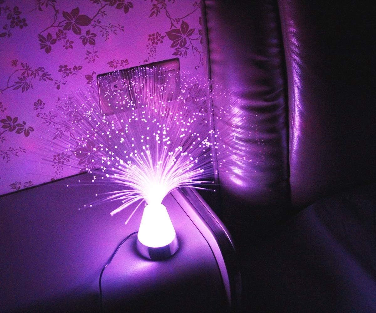 Glasvezel Lamp, Glasvezel Nachtlampje met kleurveranderende Crystal LED-tafellamp op batterijen werkende LED Nachtkastje Mood Lamp Home Decor