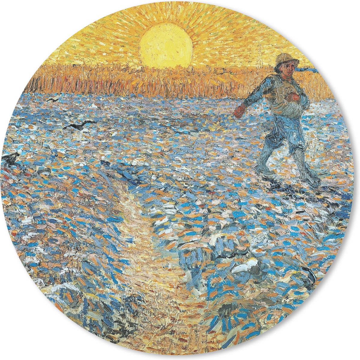 Muismat rond 20x20 cm - Mousepad De zaaier - Vincent van Gogh - Ronde muismatten