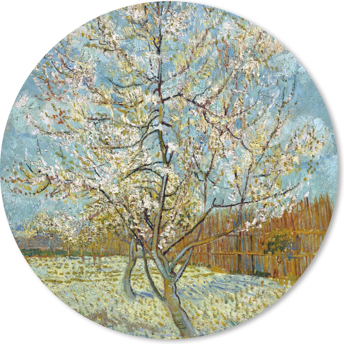 Muismat rond 40x40 cm - Mousepad Bloeiende perzikboom - Vincent van Gogh - Ronde muismatten