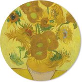 Muismat - Mousepad - Rond - Zonnebloemen - Vincent van Gogh - 20x20 cm - Ronde muismat