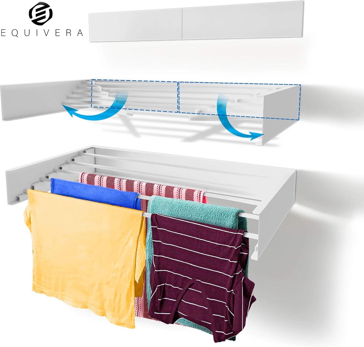 Goedkoopste Equivera Wanddroogrek - Wasrek - Droogrek - Wanddroogrek Inklapbaar - Wand Droogrek