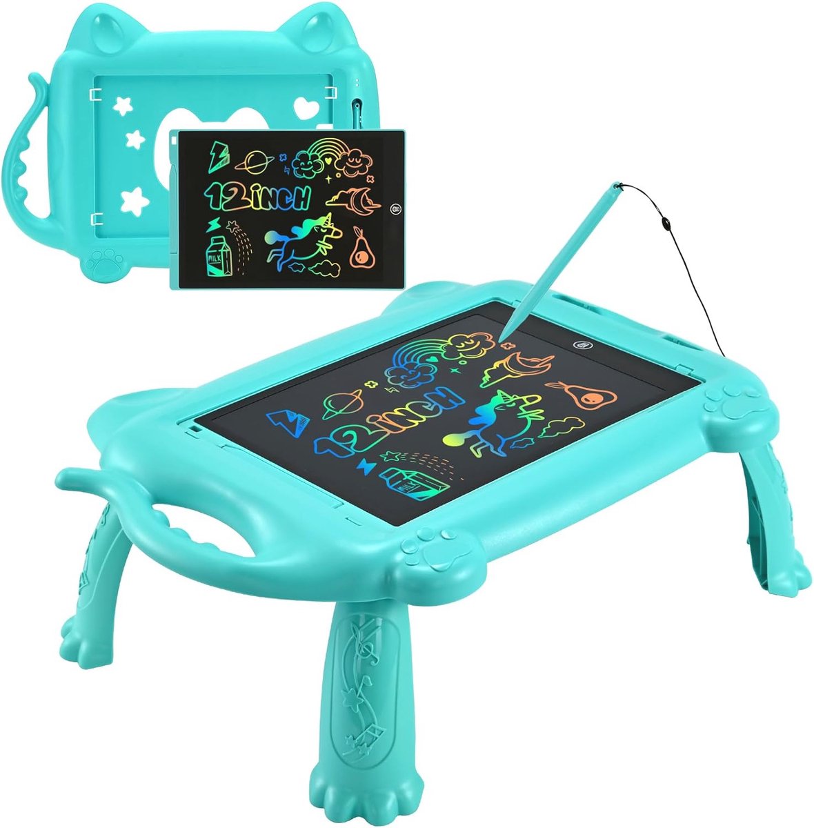 LCD-schrijfbord 12 inch - Uitwisbare Elektronische Tekentablet voor Kinderen met Handvat en Afneembaar Frame - Digitaal Krabbelbord