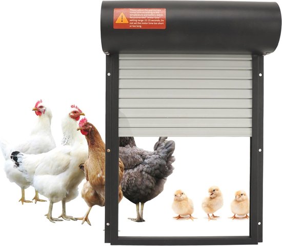 Kippenhok deuropener, eenvoudig te installeren automatische kippendeur handleiding Mdoe LED-display voor gans (zwart