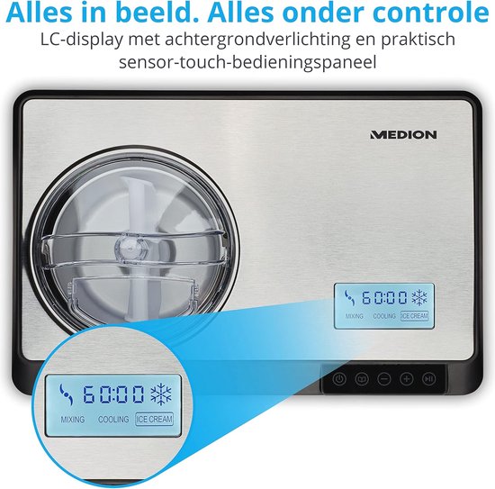 Zelfkoelende IJsmachine met Compressor - 2 Liter Capaciteit voor IJs, Sorbet en Bevroren Yoghurt — afbeelding 5