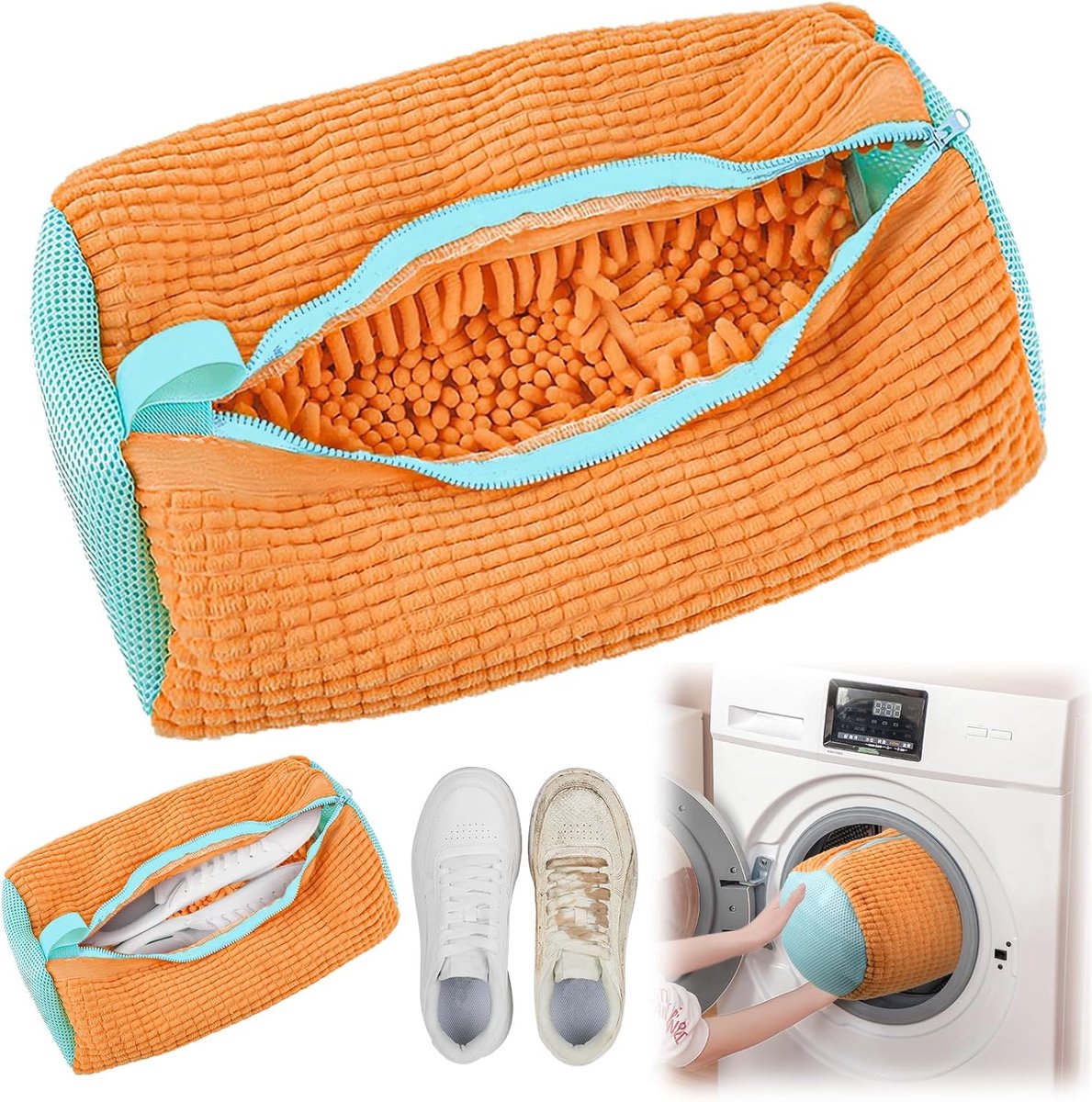 Goedkoopste Waszak - Wasnet Voor Schoenen - Waszak Voor Schoenen - Schoenen Waszak - 39 x 19 Cm - Netje Anti-Vervorming - Delicaat Wasgoed - Schoen Wassen - Schoenenwaszak - Wasgoed - Wasmachine - Schoenen / Sneakers - Met Rits En Hangende Ring - Herbruikbaar