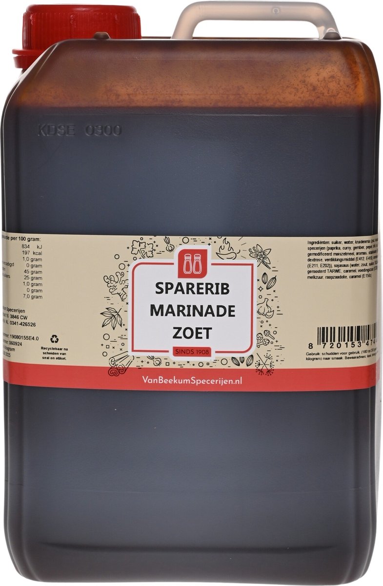 Van Beekum Specerijen - Sparerib Marinade Zoet - Jerrycan 5 KG