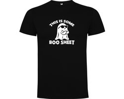 Zwart T-Shirt met “This is some Boo Sheet“ Afbeelding Wit Maat M