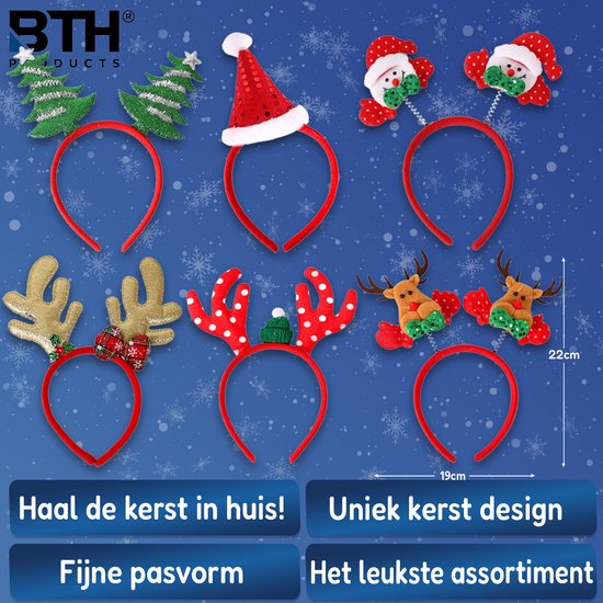Diadème de Noël Renne Sapin de Noël Diadème Diadème de Noël Bandeau de Noël pour Enfants Pour Femmes et Adultes - Paquet de 6