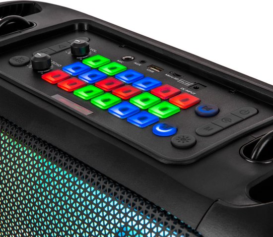 Krüger & Matz Draadloze Draagbare Bluetooth DJ Party Speaker - RGB Verlichting - Inclusief Draadloze Microfoon - Geluidseffecten - Koppelbaar - Boombox - 30W - Zwart van Krüger — afbeelding 3