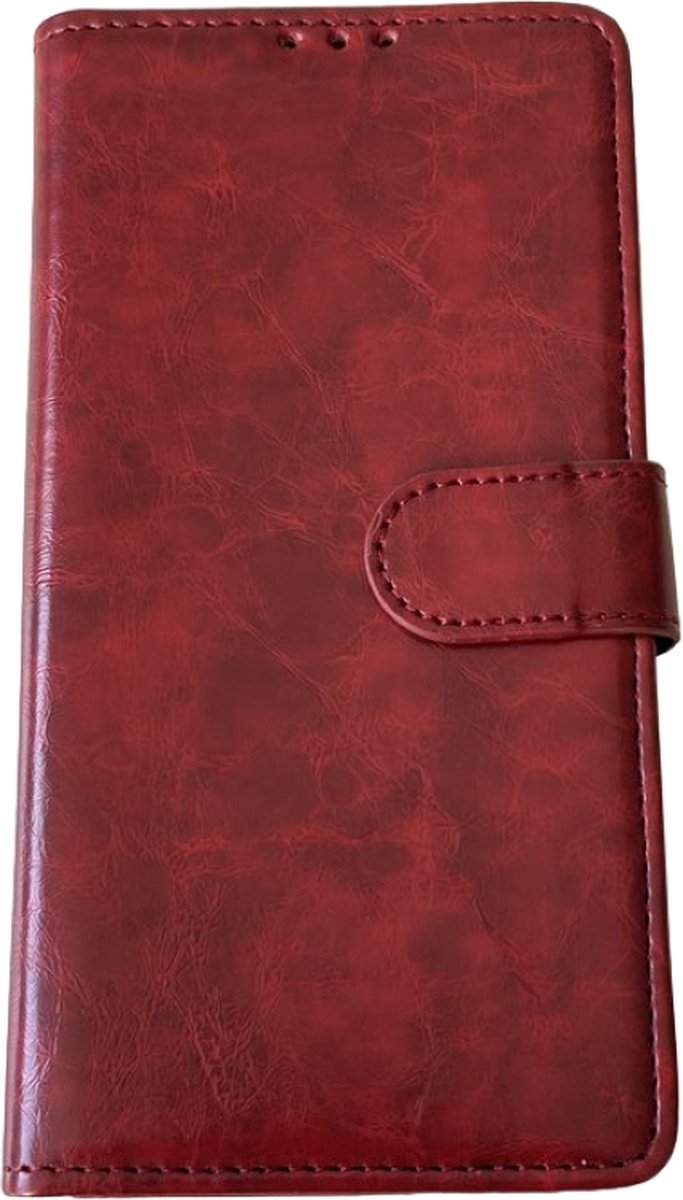 PU Kunstleer Book Case Telefoonhoesje - Geschikt voor Appel iPhone 16 Pro Max - Premium Kwaliteit Wallet Boekcase hoesje - Telefoonhoesje met vakjes voor pasjes - bordeaux rood