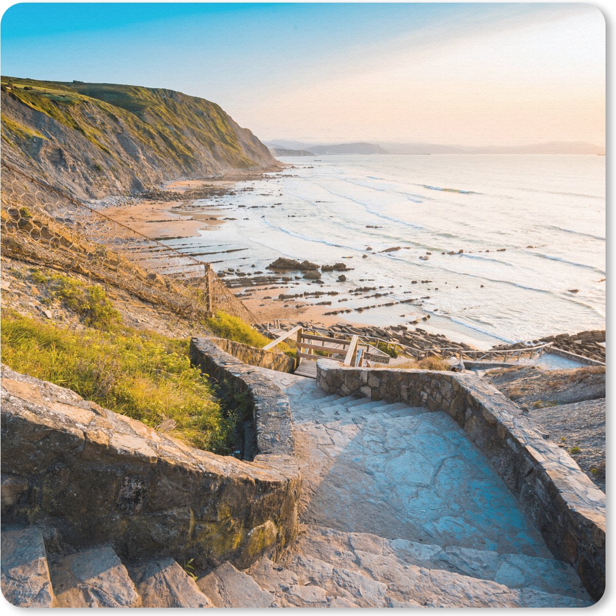 Muismat 20x20 cm - Mousepad Zee - Trap - Stenen - Muismatten