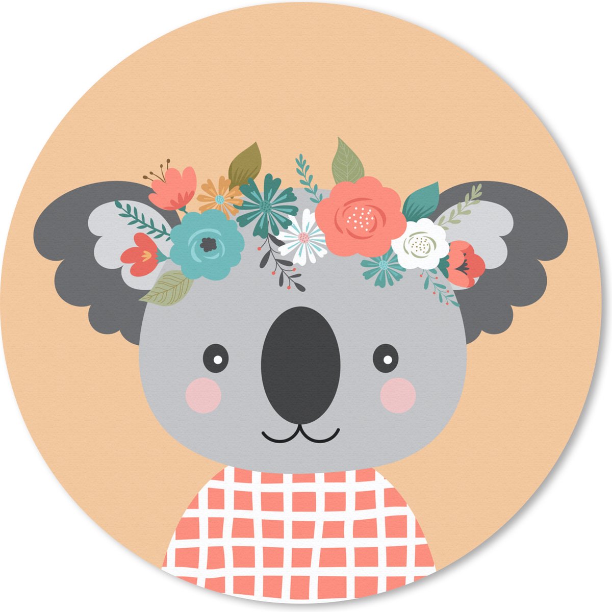 Muismat rond 20x20 cm - Mousepad Koala - Bloemen - Kroon - Ronde muismatten