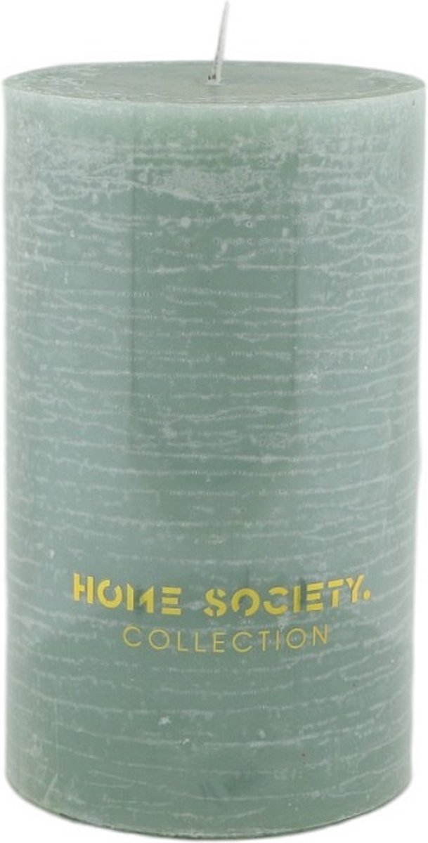 Home Society rustieke stompkaars - Groen - kaarsen