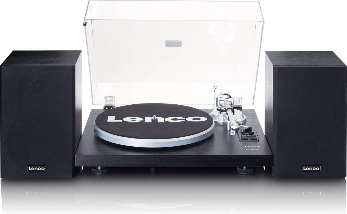 Lenco LS-500BK - Platenspeler met ingebouwde versterker en Bluetooth plus 2 externe speakers - Zwart
