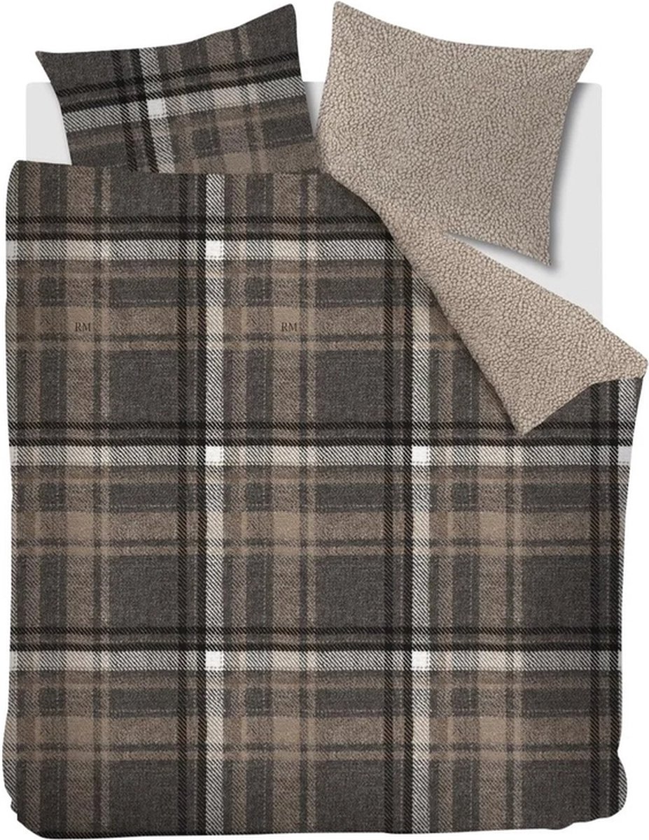 Riviera Maison Cozy Check dekbedovertrek - Lits-Jumeaux - 240x200/220 - Bruin